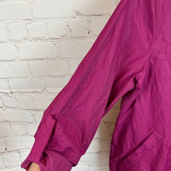 COLDWATER CREEK pink purple zipper roll tab sleeve jacket blazer rain coat 10 - Picture 5 of 8